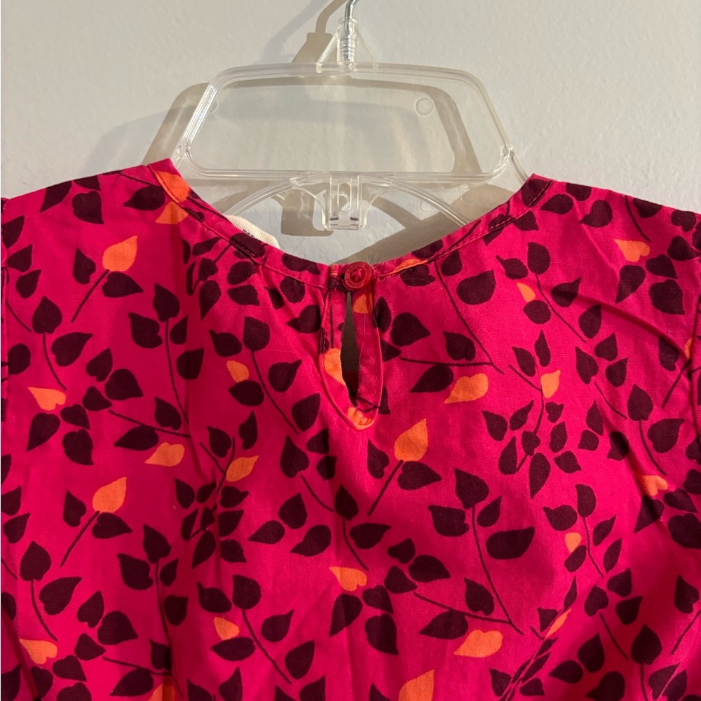 Lands End Kids Girls Dark Pink Floral Print Fit Flare Dress Size 6 - Picture 5 of 8